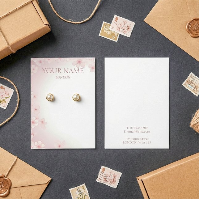 Körkort för körsbärssystem (Cherry blommar Earring Visitkort (Cherry blossom earring display card.)