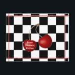 Körkort för recro-recept för körsry vykort<br><div class="desc">Rödkörsbär och Rack mot svarta och vita checkar.  Lägg till ditt namn eller en väns namn på det lilla körsbäret!  En uppsättning av dem skulle göra en underbar helgdag,  Mors dag,  husuppvärmning,  födelsedag..gåva!</div>