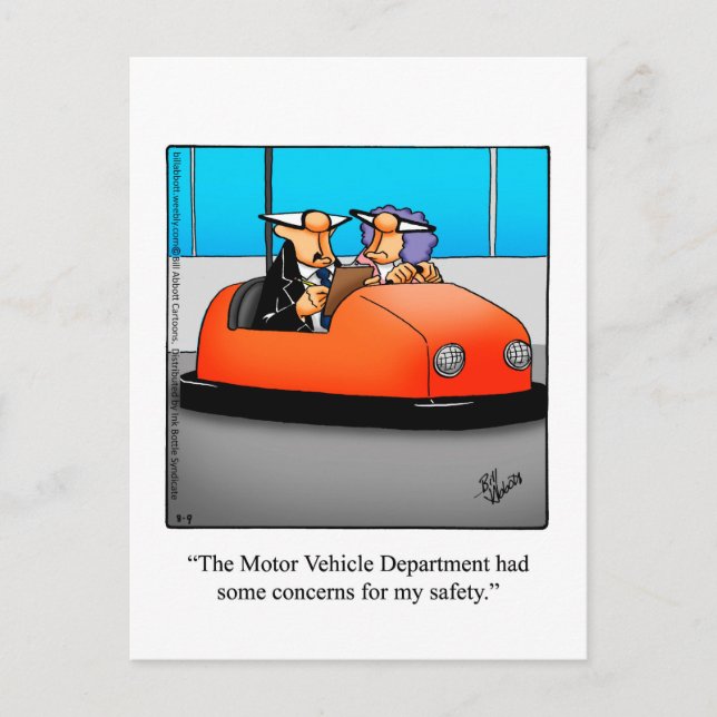 Körkort med "Specifikationer" för Humor Vykort (Framsida)