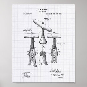 Korkskruv 1883 Patent Art - Lintade peper Poster