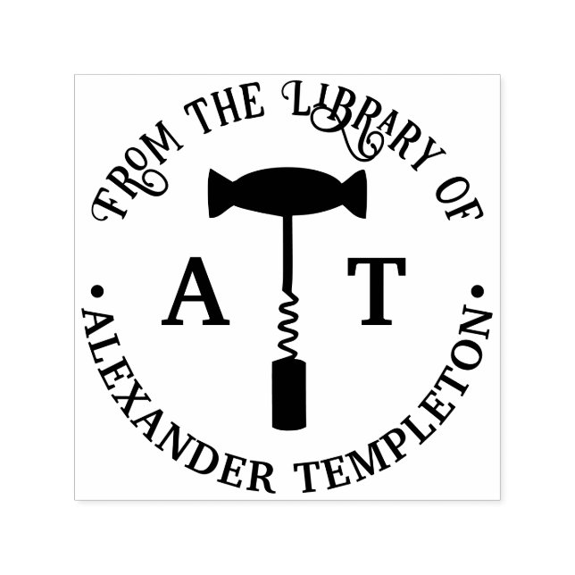 Korkskruv bibliotek Boknamn Självfärgande Stämpel (Design)