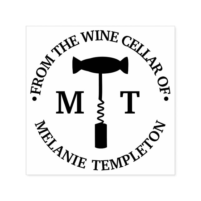 Korkskruv "från Vin Cellar of" Namn 2 Initial Självfärgande Stämpel (Design)