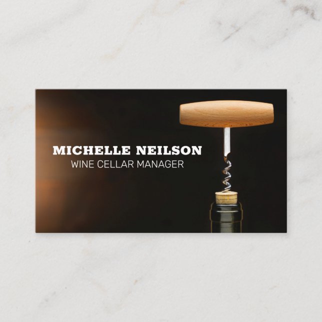 Korkskruv i Vin Flaska Visitkort (Framsida)