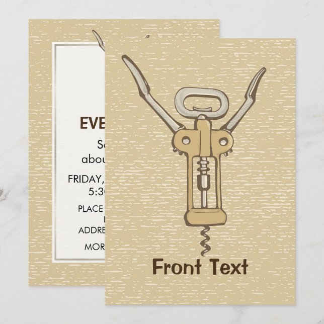 Korkskruv Inbjudningar (Fram/baksida)