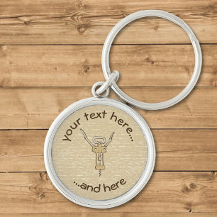 Korkskruv Rund Silverfärgad Nyckelring