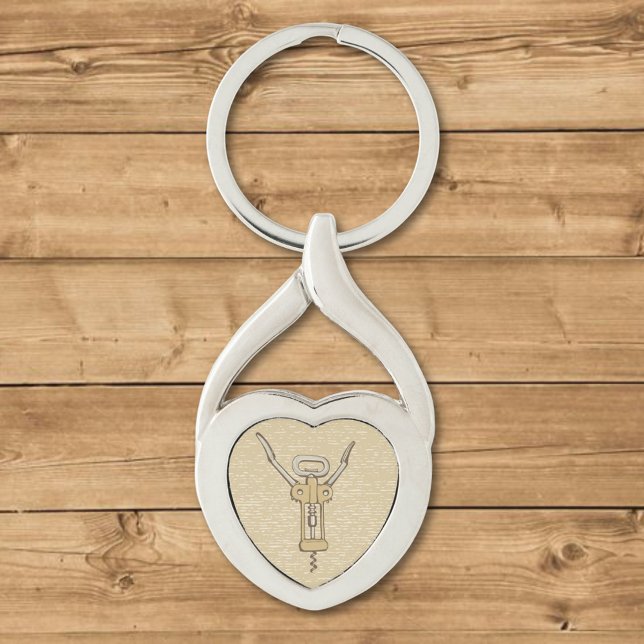 Korkskruv Twisted Heart Silverfärgad Nyckelring (Skapare uppladdad)