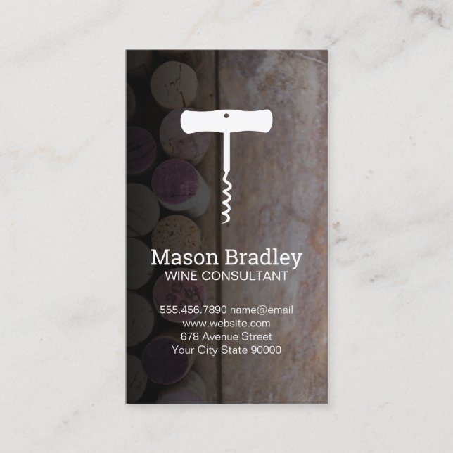 Korkskruvvinöppnare | KORK i BORD Visitkort (Framsida)