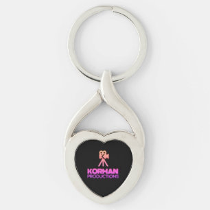 Korman Productions YouTube Channel Rosa Logotyp Twisted Heart Silverfärgad Nyckelring