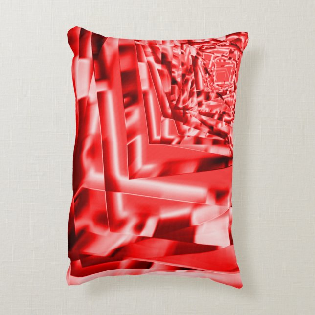 Korn av lutande fyrkanter, rött till vitaktigt. prydnadskudde (Baksidan(Vertikal))