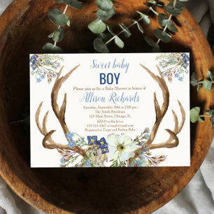 Korn boho rustik inbjudan till baby shower pojke
