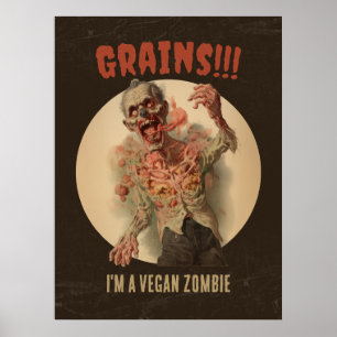 Korn I är en Vegan Zombie Funny Vintage Horror Poster
