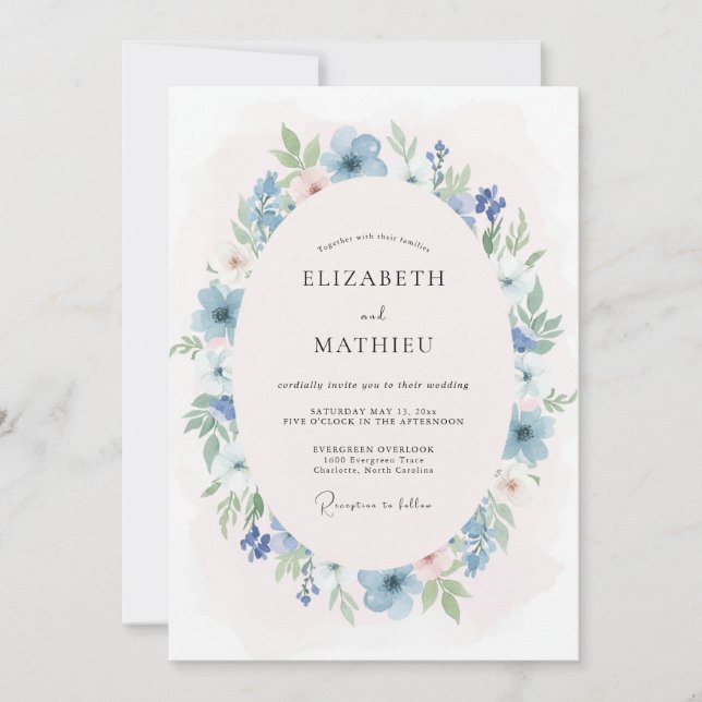 Kornblå Lysnande Äng Bröllop Inbjudningar (Framsida)