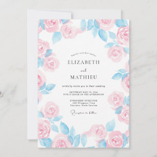 Kornblomma Pastell Rosa Kronblad Bröllop Inbjudningar