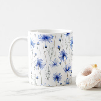 Kornblommor Pressade blommor Vattenfärg-Stil Kaffemugg