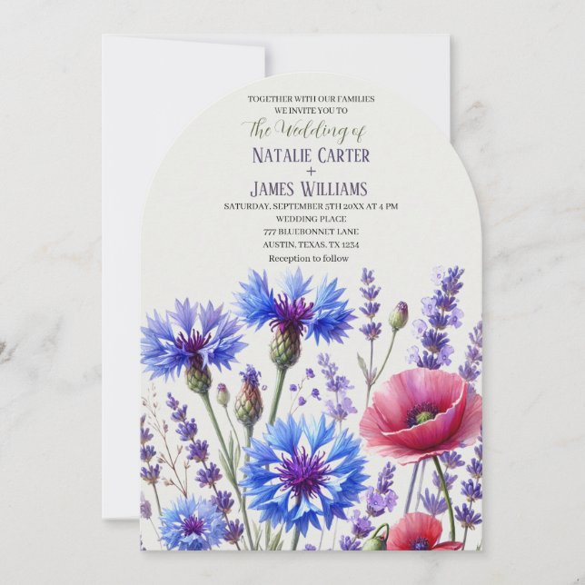 Kornblommor Vildblomma Blommig Bröllopsinbjudan Inbjudningar (Framsida)