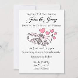 Kornett bröllopsinbjudan brassmusiker inbjudningar