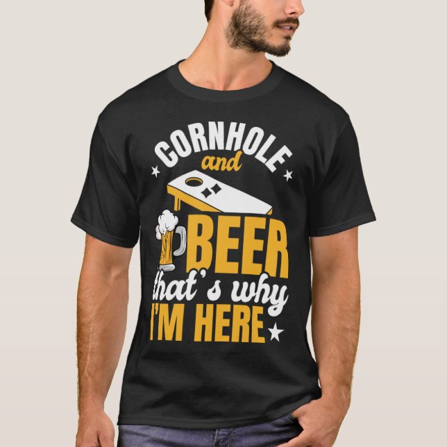 Kornhål och öl är därför jag är här Alkoholfri T Shirt (Framsida)