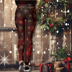 Korniga och ljusa fläckar av Festive Red Mönster Leggings