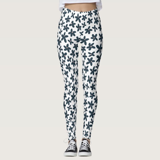 Körning av Blommigt för  av blått Daisy Leggings (Framsida)
