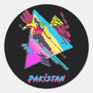 Körning av färgat skiffer Pakistan Graphic Skier S Runt Klistermärke