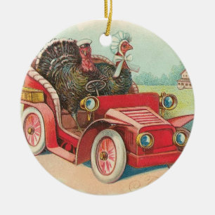 Körning av kalkonthanksgivingprydnaden julgransprydnad keramik