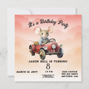 Körning av Mouse Boy 8 Åldersdag Inbjudningar