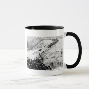 Körning av nötkreatur i winter.en mugg