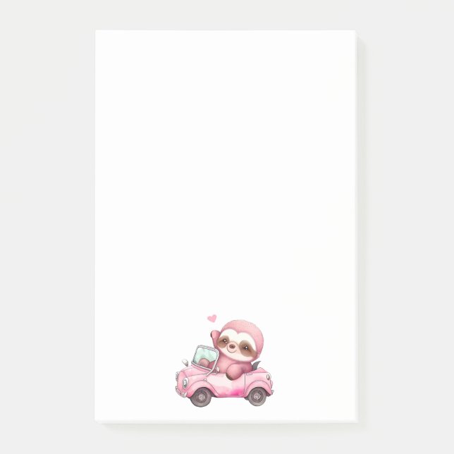 Körning av Rosa Sloth med en konvertibel Post-it Block (Framsida)