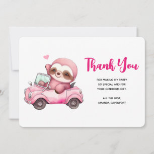 Körning av Rosa Sloth med en konvertibel Tack Kort