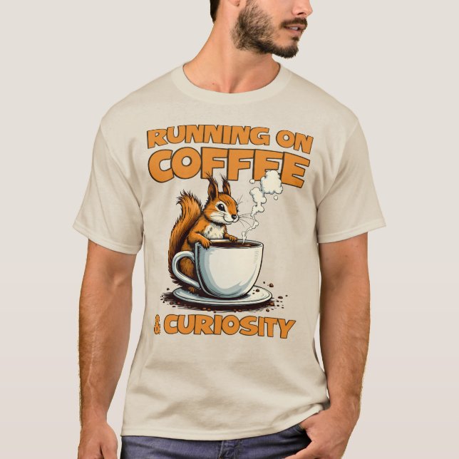 Körning på kaffe och fetma - ekorrekaffe t shirt (Framsida)