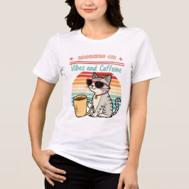 Körning på Vibes & koffein - Coola Cat Retro T Shirt