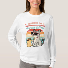 Körning på Vibes & koffein - Coola Cat Retro T Shirt