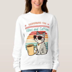 Körning på Vibes & koffein - Coola Cat Retro T Shirt