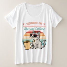 Körning på Vibes & koffein - Coola Cat Retro T Shirt