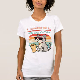 Körning på Vibes & koffein - Coola Cat Retro T Shirt