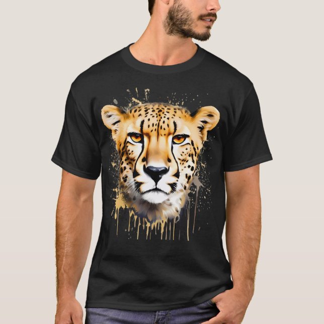 Körningseffekt för Cheetah Porträtt T Shirt (Framsida)