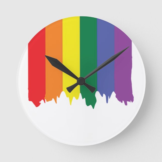Körningsfärg för HBT Gay pride-regnbågar Rund Klocka (Framsida)