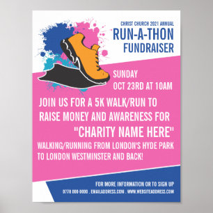 Körningshändelse, välgörenhet Springa-Walk-a-Thon- Poster