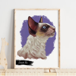 Kornish Rex-kattutskrift | Skriv ut kattvägg Poster
