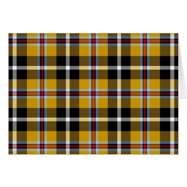 Kornisk nationell tartan gul och svart plaid hälsningskort (Framsidan Horizontal)