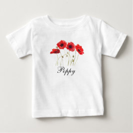 Kornvallmo Röd Blommig Akvarell Kornvallmo Baby T Shirt