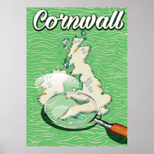 Kornwall karta vintage reseposter poster