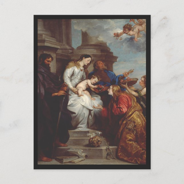 Koronation av Saint Rosalia av Anthony van Dyck Inbjudan Vykort (Framsida)