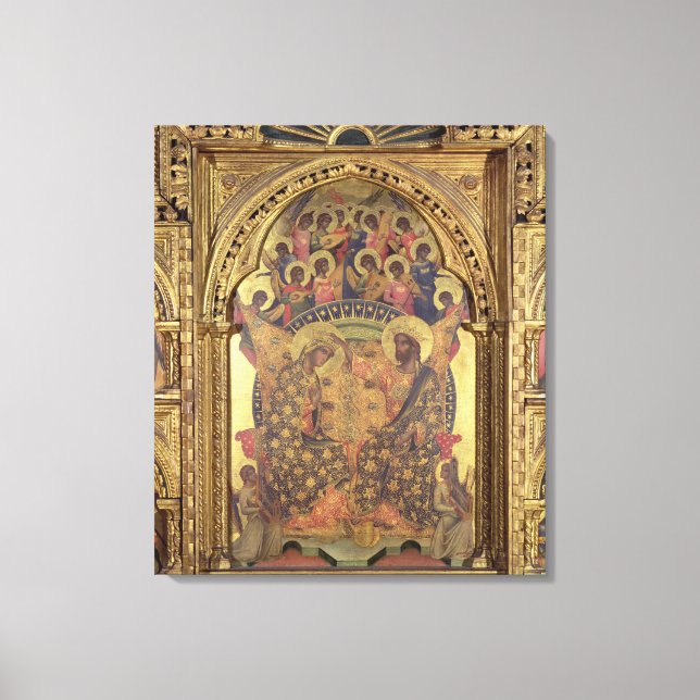 Koronering av jungfrun (uppgift om polyptych) canvastryck (Framsida)