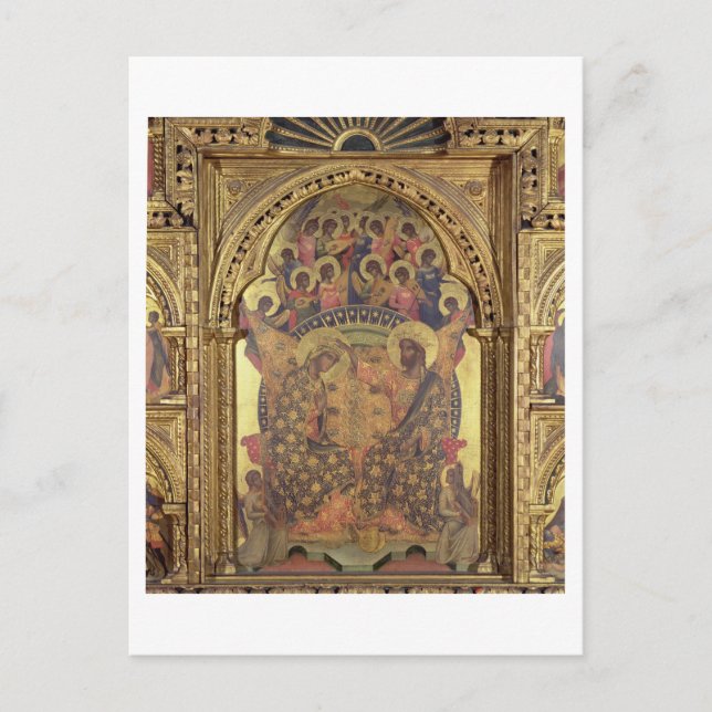 Koronering av jungfrun (uppgift om polyptych) vykort (Framsida)