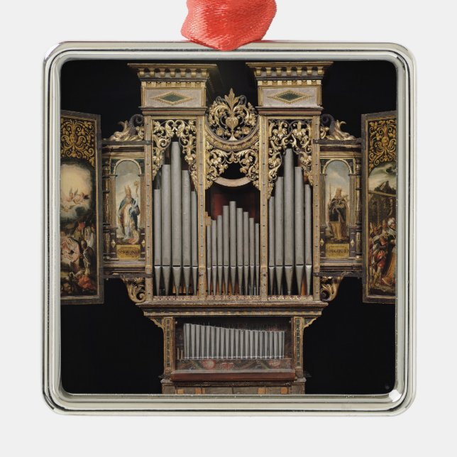Körorgan med öppna paneler julgransprydnad metall (Framsidan)