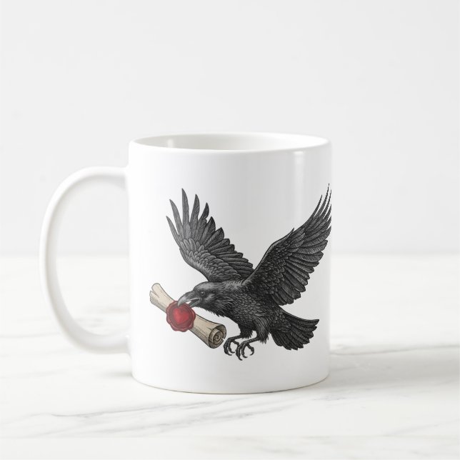 Korp budbärare Mörk Macabre Konst Gotisk Kärlek Kaffemugg (Vänster)