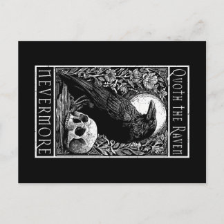 Korpen kvakar - Alrig mer - Edgar Allan Poe konst Vykort