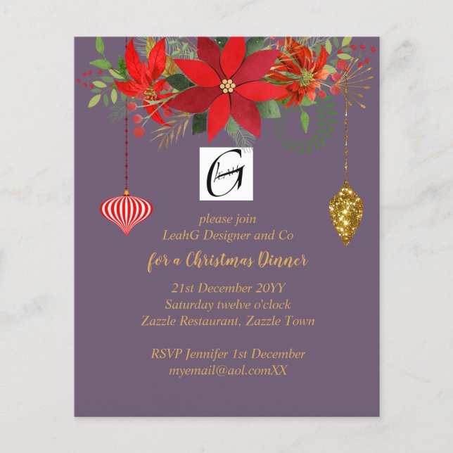 Korpral jul Poinsettia Mauve Guld Red (Framsida)