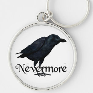 korpsvart 3D Nevermore Rund Silverfärgad Nyckelring